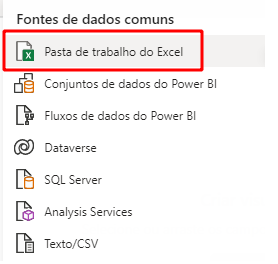 obter dados, selecioando a opção EXCEL