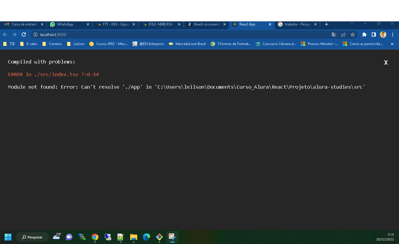 Erro Ao Executar Npm Start | React: Escrevendo Com Typescript | Alura ...