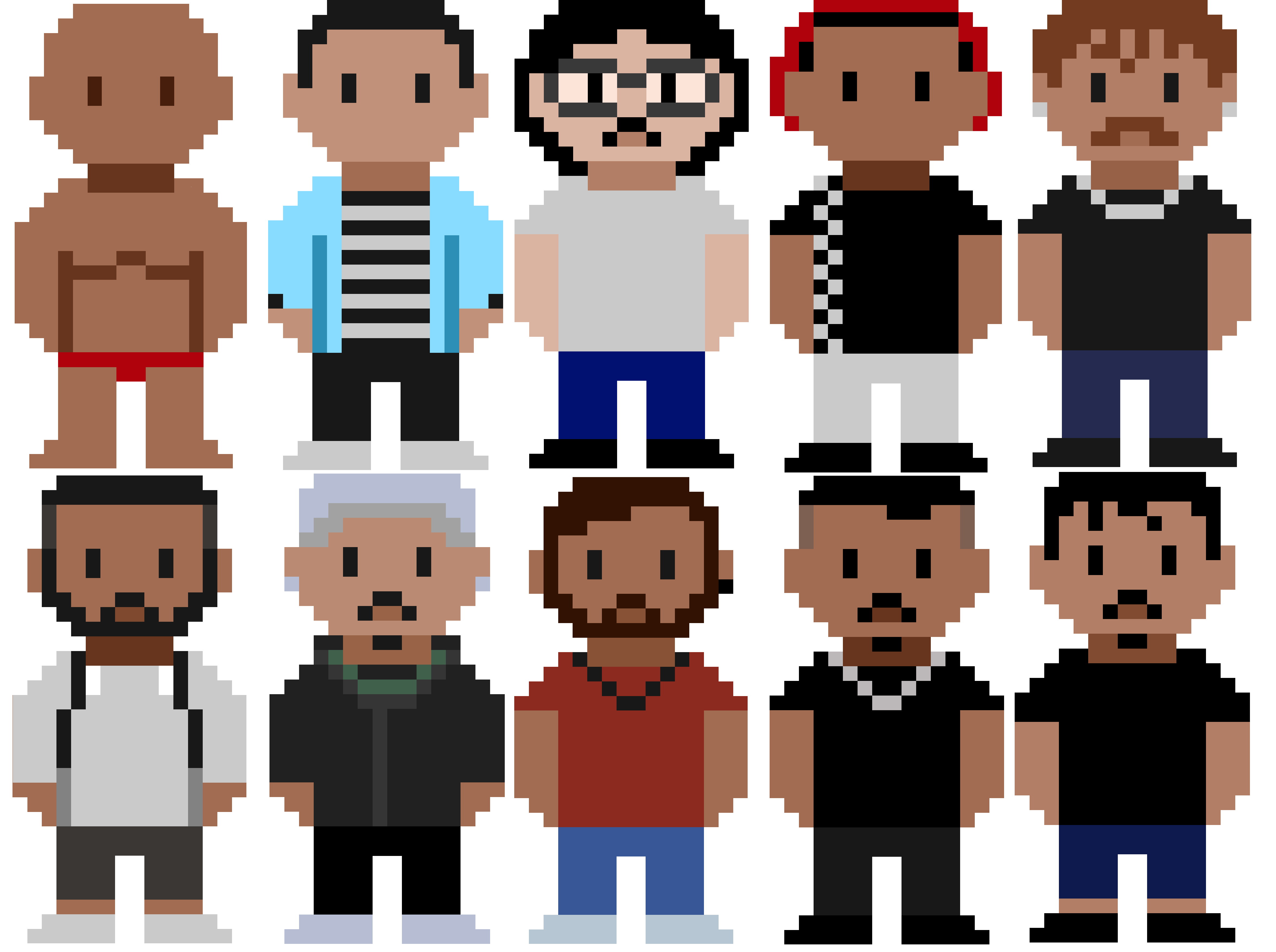 Personagens em 32 pixels com várias variações