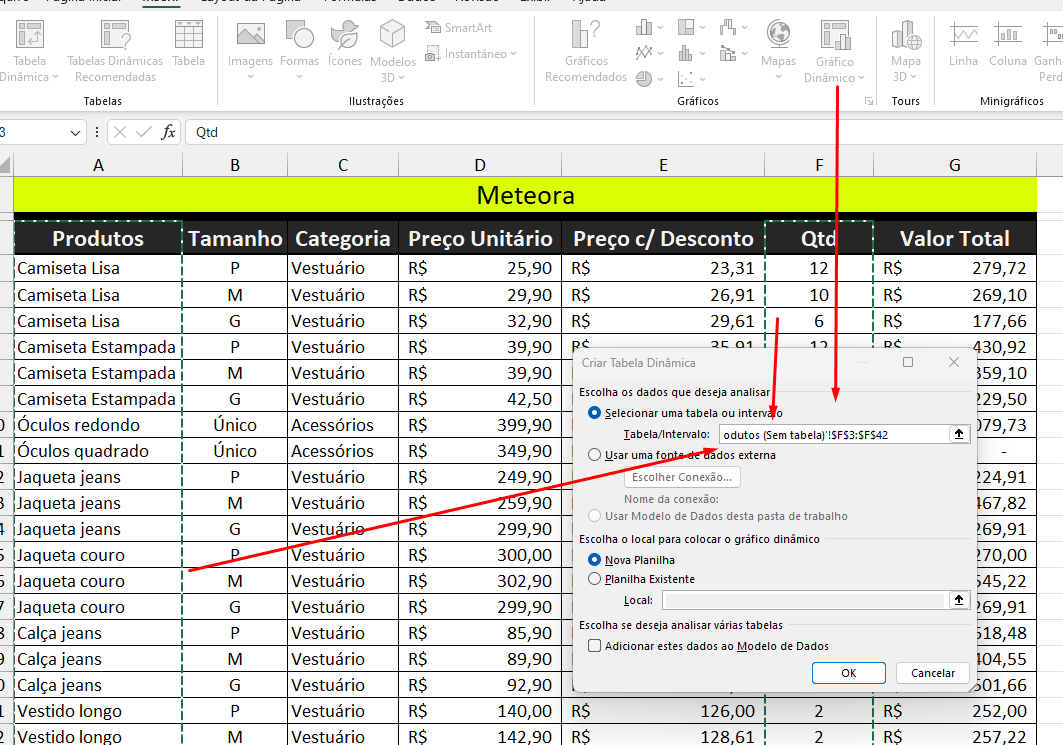 Ilustração da tela de erro no excel