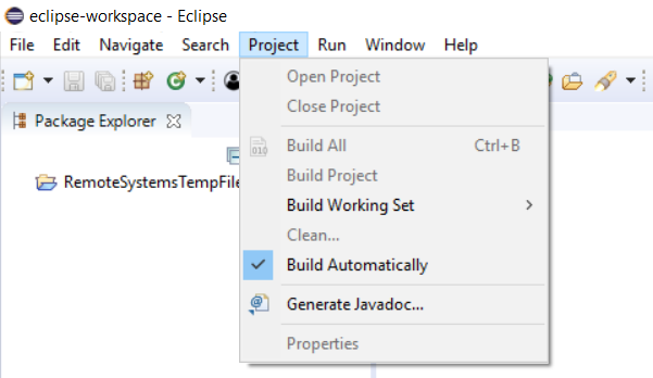 Menu Build Automatically no Eclipse