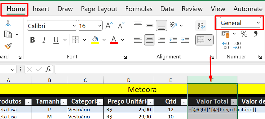 Tela do Excel demonstrando caminho para acessar a propriedade