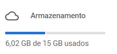 Imagem com fundo branco representando a barra de armazenamento do drive. Nessa imagem temos o desenho de uma nuvem com a palavra Armazenamento na frente e logo embaixo uma barra parcialmente colorida de azul representando o quanto de memória está sendo utilizada no drive