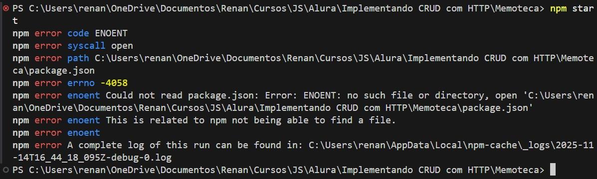 Print do erro ao iniciar API