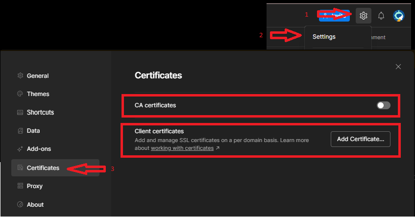 Configurações Certificados