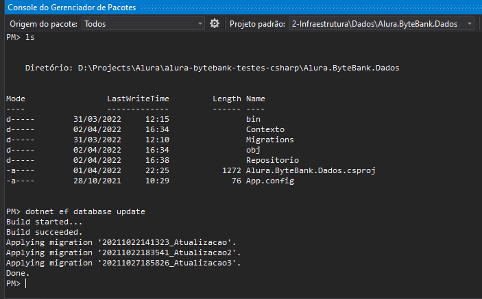 N o Foi Poss vel Executar O Comando Dotnet Ef Database Update Testes 