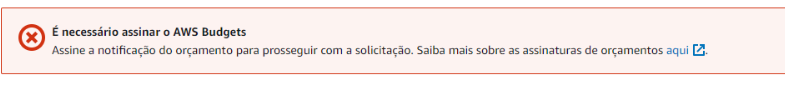 Erro AWS Budgets