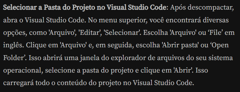 selecionar a Pasta do Projeto no Visual Studio Code