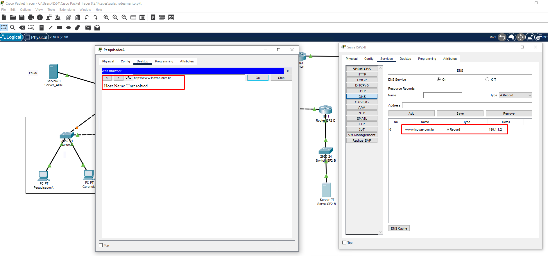 Host Name Unresolved DNS