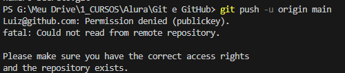 Erro ao efetuar push do git para o gitHub