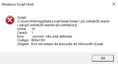 erro que dá ao tentar abrir o arquivo p5.collide2d