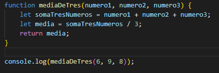 Desafio, questão 4, dúvida sobre a função de três número que retorna a média deles.