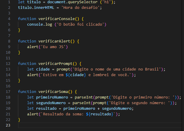 Print da Tela do visual studio code com resolução do desafio 1