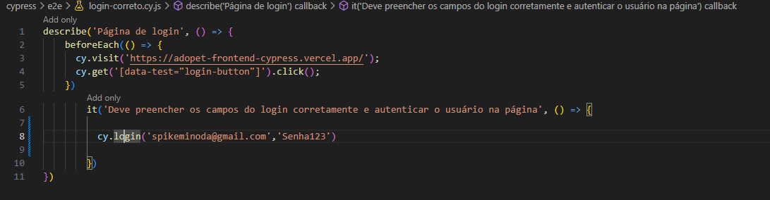Login correto