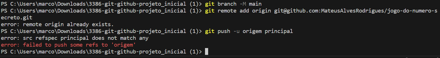 Ese erro aparece toda vez que tento executar o comando push
