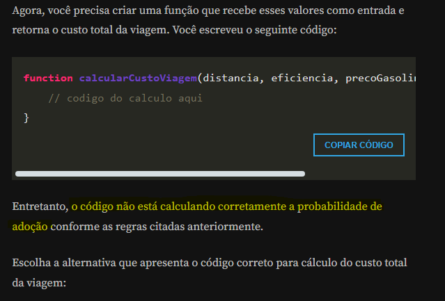 parte do enunciado que não está coerente com o problema apresentado