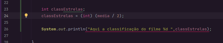 Imagem que contem trecho do código da aula Conversão Valores, estou tirando uma dúvida sobre o comando System.out.println
