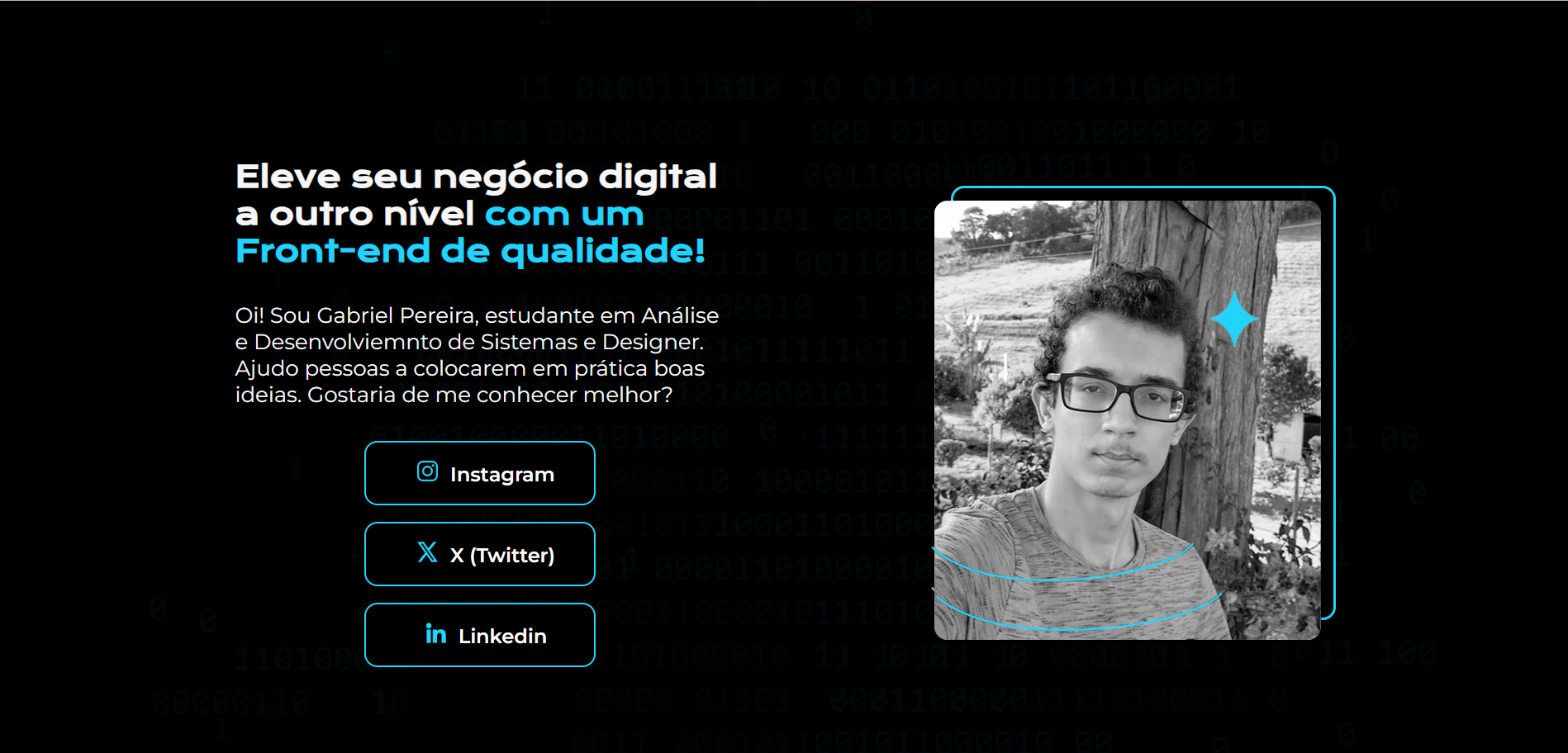 Foto demonstrando o modelo de site desenvolvido no curso, com ligeiras alterações