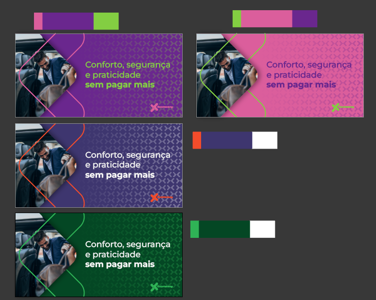 Utilização de variadas cores em 4 pranchetas