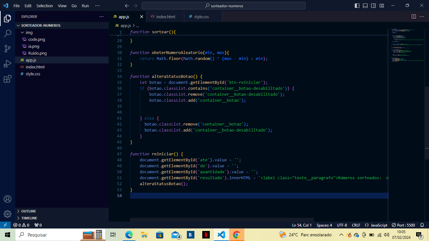 Só mostrando como que está no vs code no app.js