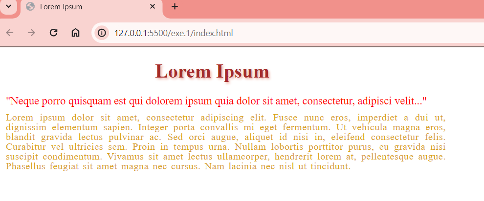 Print do resultado da exibição na Web dos códigos em HTML e CSS