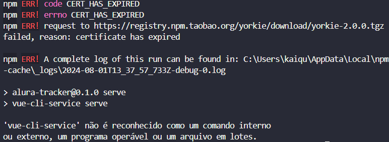 Erros do npm install