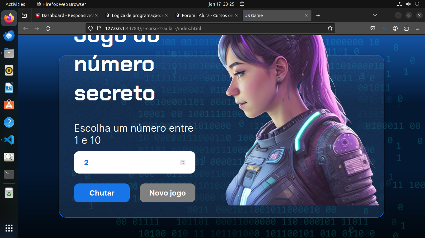 Layout do jogo número secreto