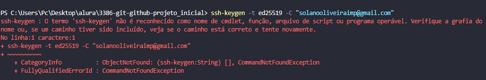 erro no ssh-keygen