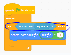 Código verificação se raquete encosta na bola