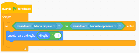 Código verificação se raquete encosta na bola