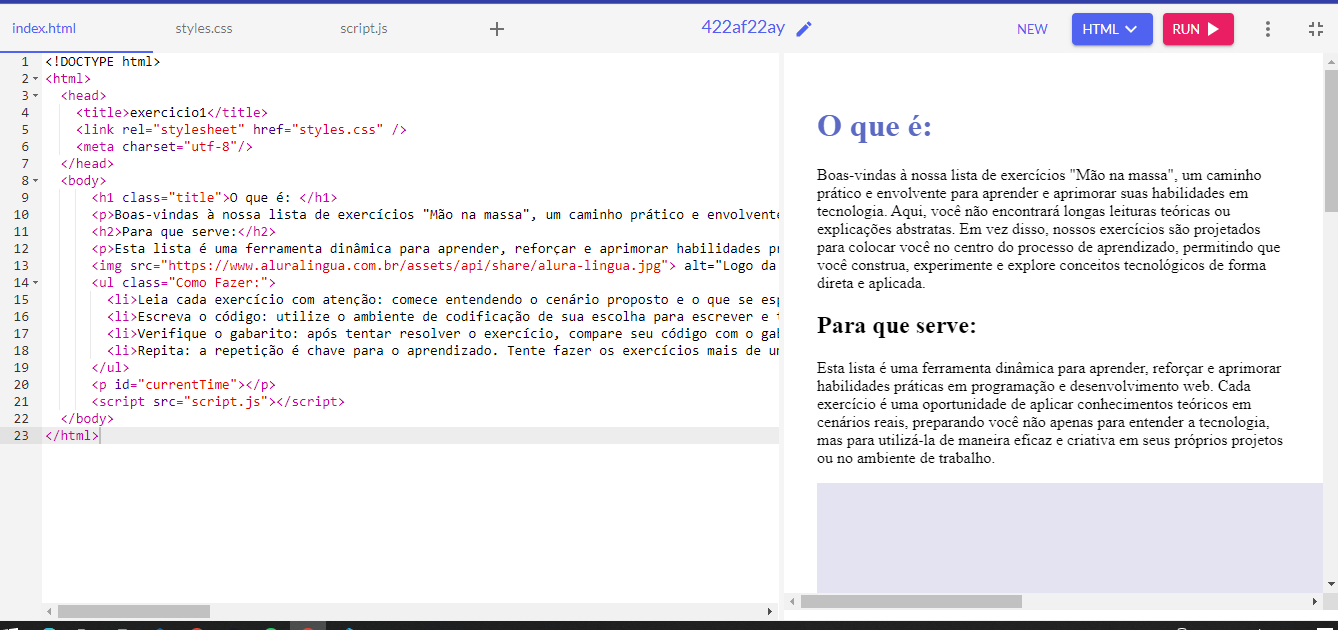 resolução do exercicio 1 do curso de htlm-utilizando-compilador-online