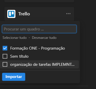 Opções de quadro do Trelo