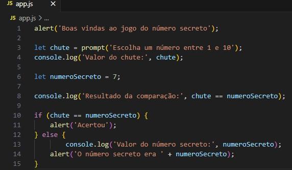 Os códigos feitos no VS Code