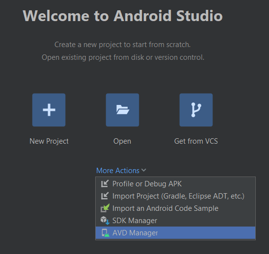 tela principal do android studio