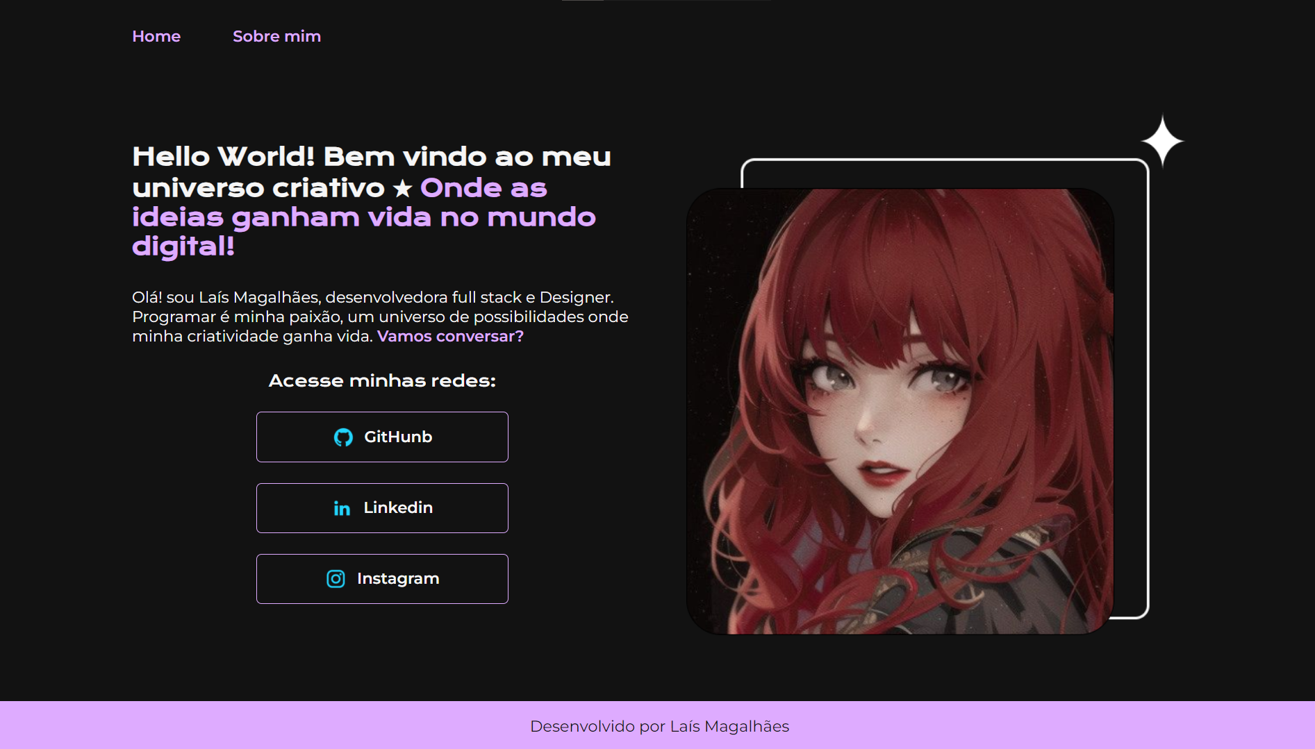 Print da tela do site de portfolio