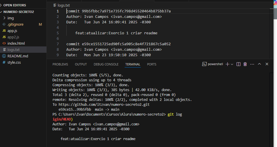 2-Criar um Arquivo .txt com os Logs de Commits