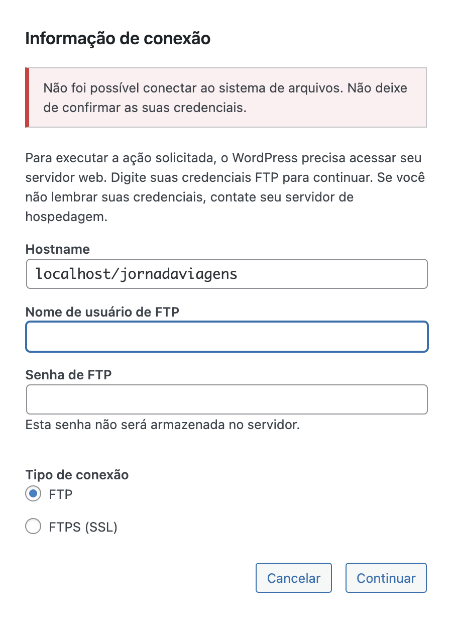 Informação de conexão