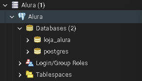 Server: Alura; Database: loja_alura