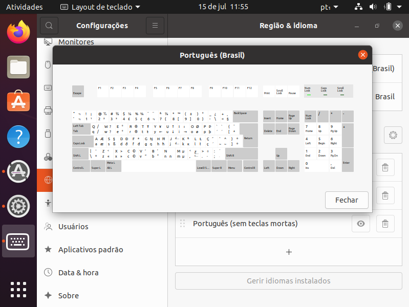 Figura de um teclado, aberta após clicar no ícone de visualização