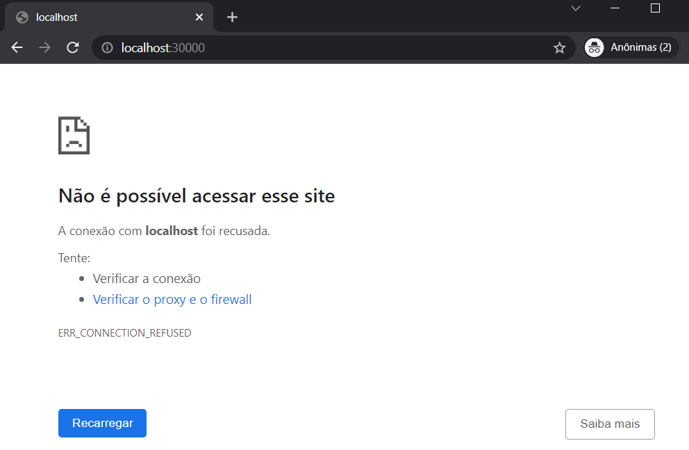 connection refused ao tentar acessar o serviço