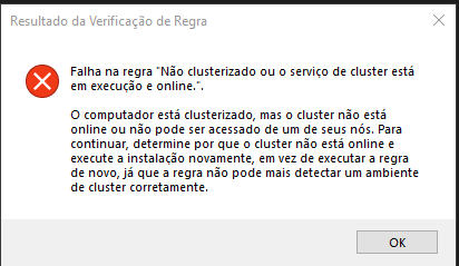 Erro de instalação do SQL Server 2022