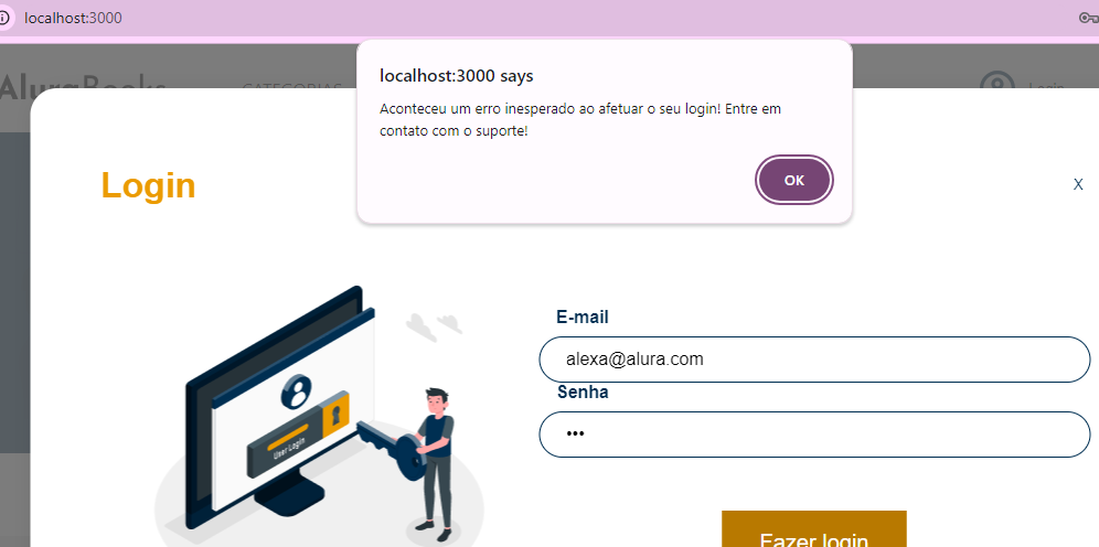 falha no login