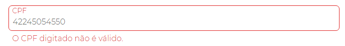 Evidência de erro do campo CPF no navegador