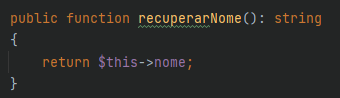 Método recupeperarNome() da classe Pessoa