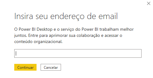 Imagem 01 - Insira um endereço de e-mail - Power BI