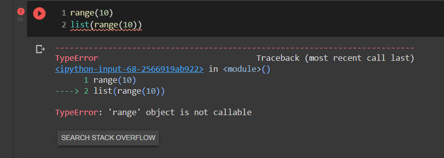 Galera meu range por algum motivo ñ esta funcionando.eu ja dei '' import range '' import range from numpy e nada disso funciona tambem onde estou errando ?