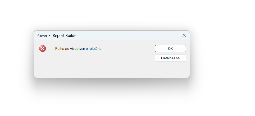 Falha ao visualizar o relatório