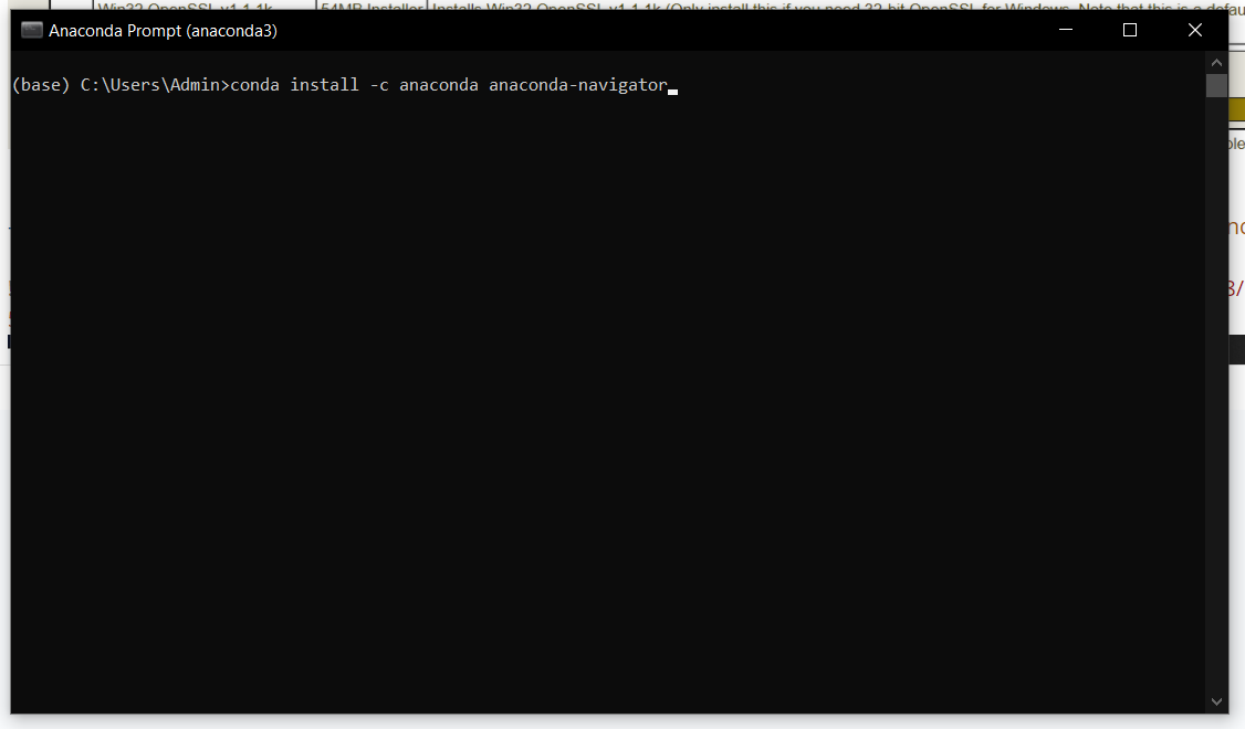 Instalar o anaconda navigator através do anaconda prompt