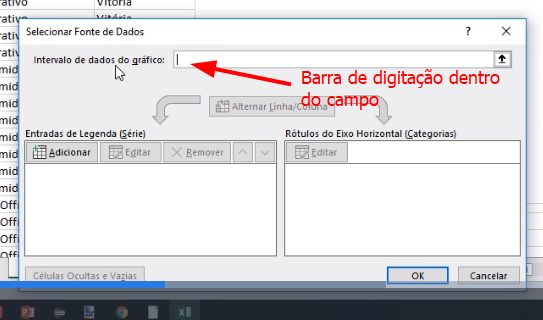 Selecionar intervalo de dados para um gráfico no excel