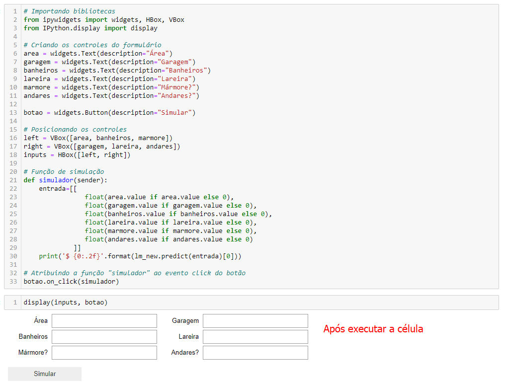 Caixas de texto de input no Jupyter Notebook